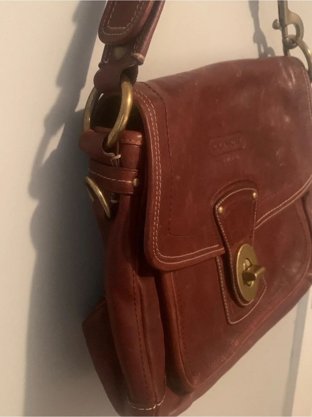 RARE Coach Legscy Ali Brown Leather Turnlock Shoulder Bag - Picture 7 of 9